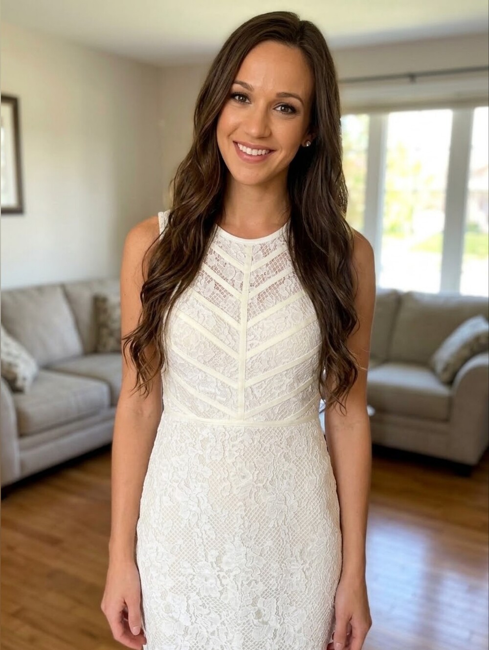 Guess Sleeveless Floral Lace Midi Bodycon Dress In Ivory